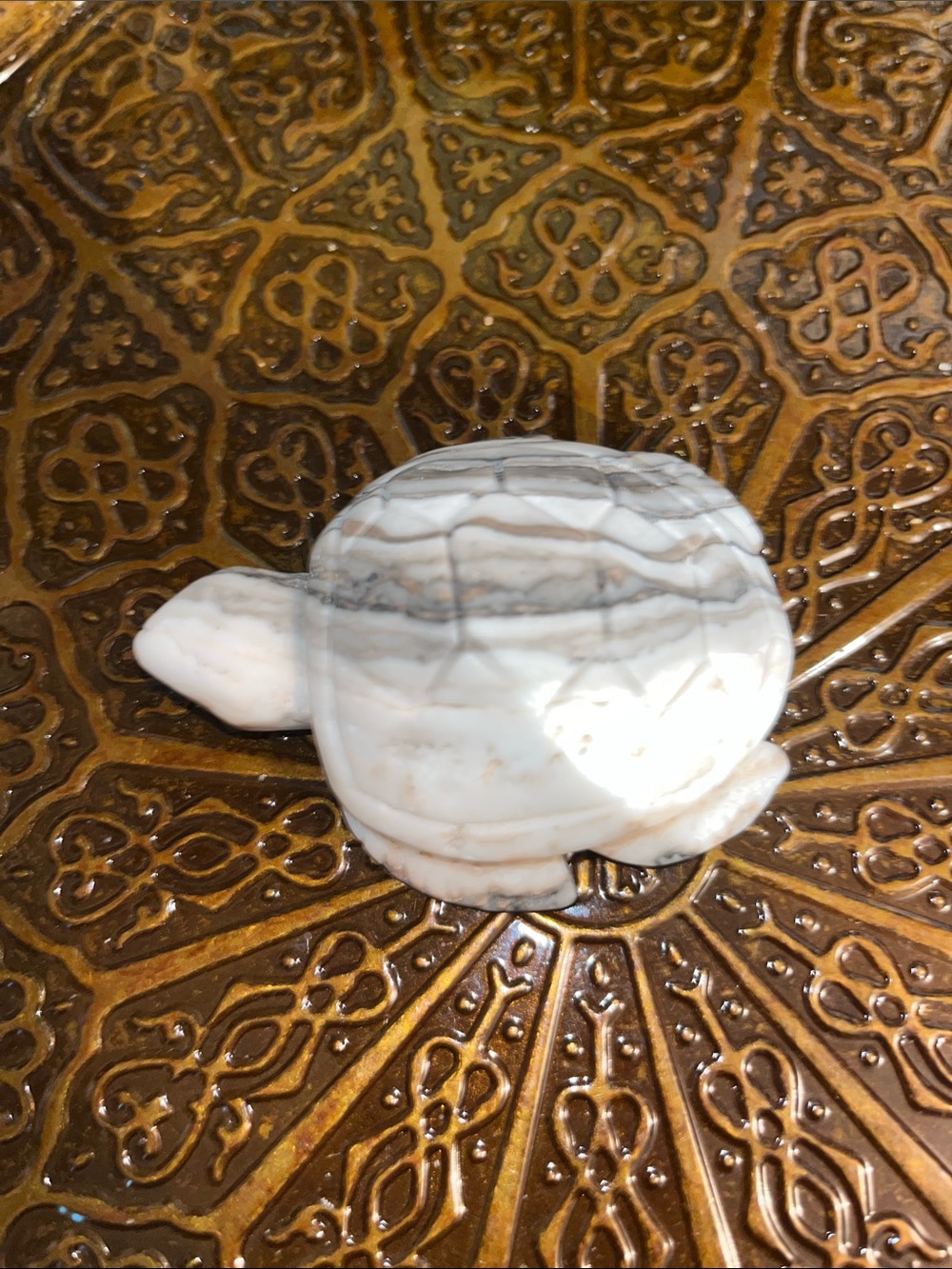 Zebra calcite Turtle Figurine